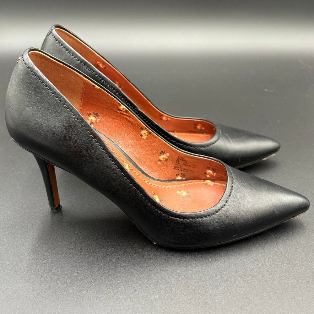 Coach G1807 Black Leather Pointed Toe Pumps Heels Women's Size 7.5B - Picture 3 of 11